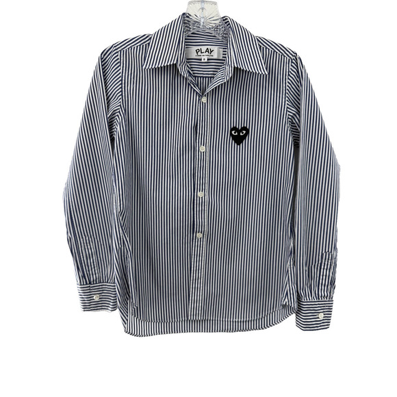 Comme des Garcons Other - Play Comme Des Garçons UnisexNavy & White Striped Button Down Shirt Size Small